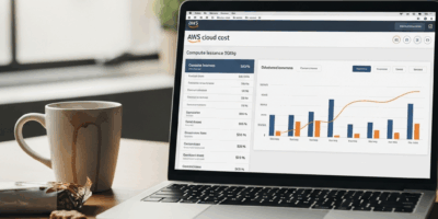 aws cloud cost dashboard on a laptop screen showing compute 20260331 083131