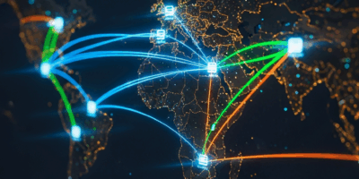 world map with glowing connection lines between data center 20260331 083451